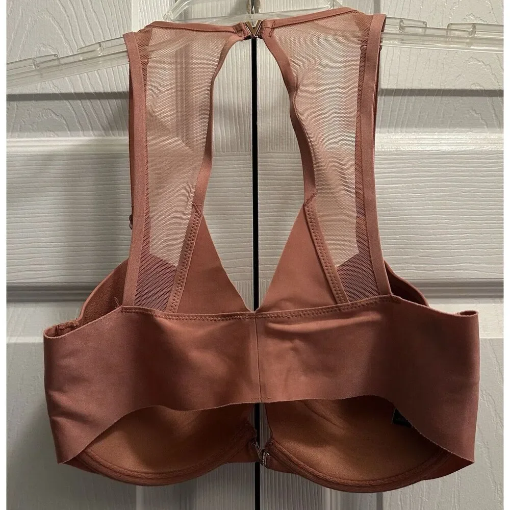 Victorias Secret Front Clasp Lined Dusty Rose Demi Bra Size 32DD NEW - Picture 2 of 3